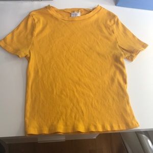 Plain yellow mustard ribbed cropped top